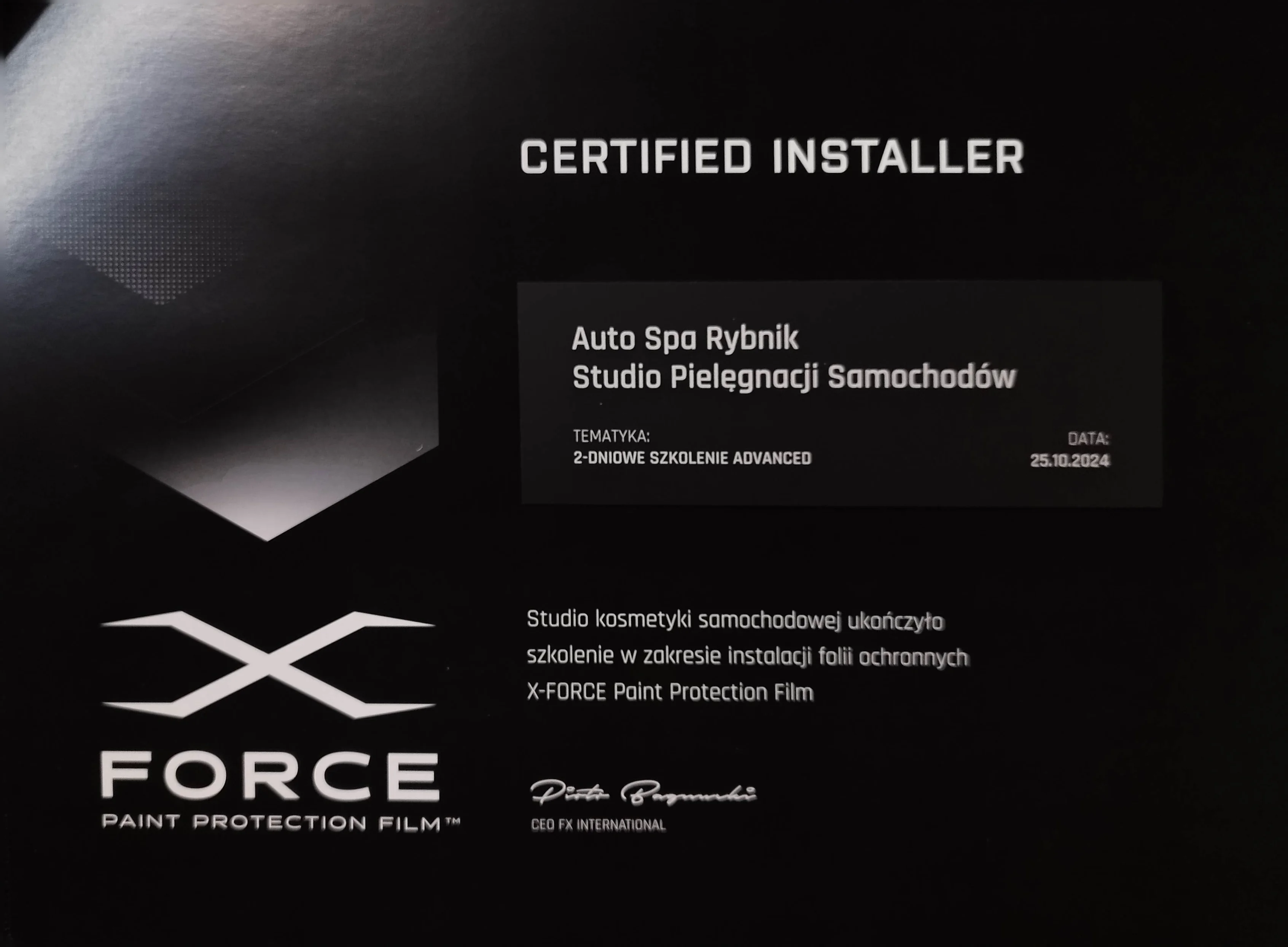 Certyfikat ASR Auto Spa Rybnik - potwierdzenie kwalifikacji i szkoleń 2